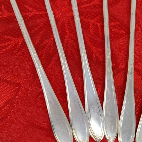 8X LHTSP New England Rosemary SilverPlate Iced Tea Malt Spoons Flatware Delicate - Picture 8 of 14